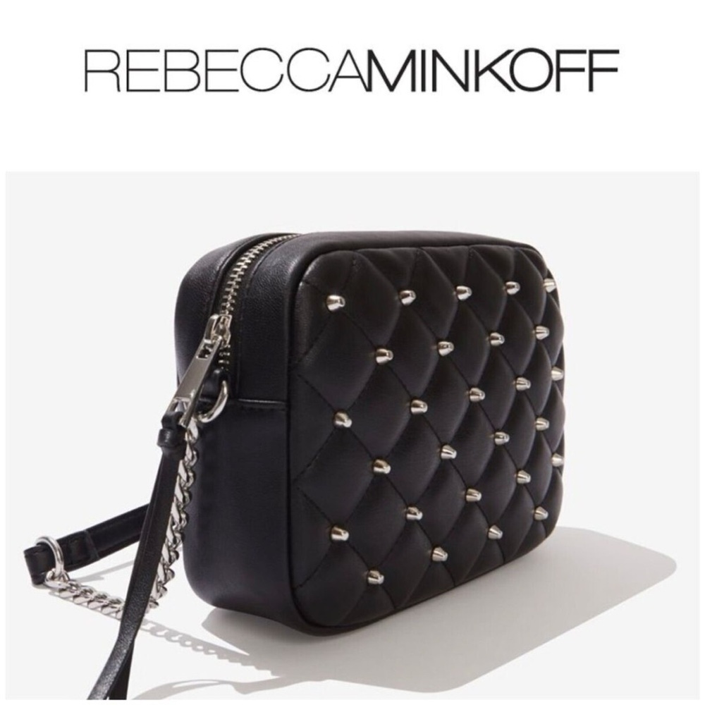Rebecca Minkoff Vegan Leather & Silver Chain Strap Studded Crossbody Purse
